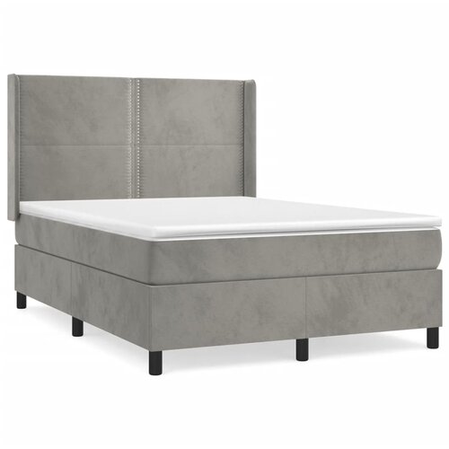 Maison Chic Box spring postelja - Vzmetna postelja z vzmetnico svetlo siva 140x200 cm žamet SL15086, (21890116) Cene