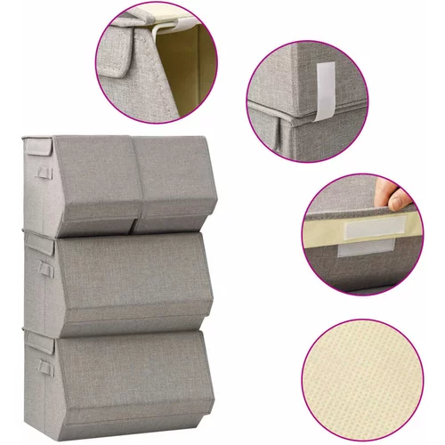  4-dijelni set složivih kutija za pohranu od tkanine sivi