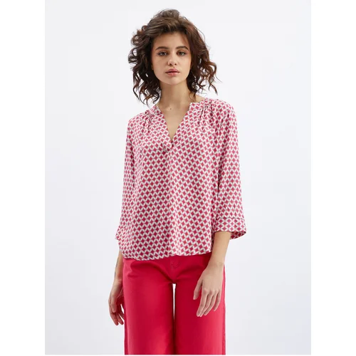 Orsay White & Pink Ladies Patterned Blouse - Ladies Orsay White & Pink Ladies Patterned Blouse - Ladies
