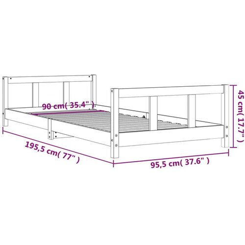  Za dječji krevet bijeli 90 x 190 cm od masivne borovine Slike