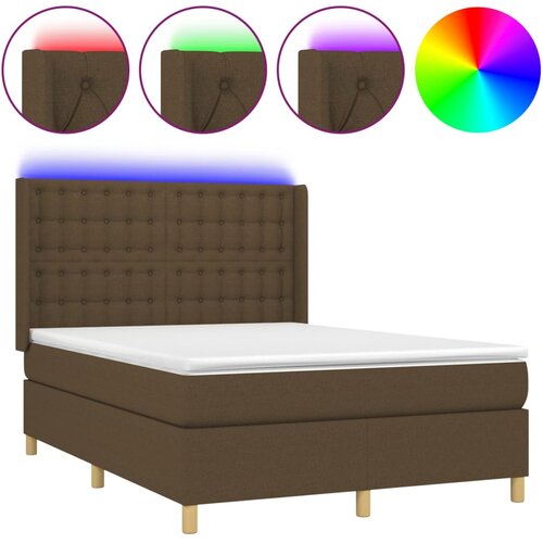 Maison Chic Box spring postelja - Vzmetna postelja z vzmetnico LED temno rjava 140x200cm blago SL9602, (21903461) Cene