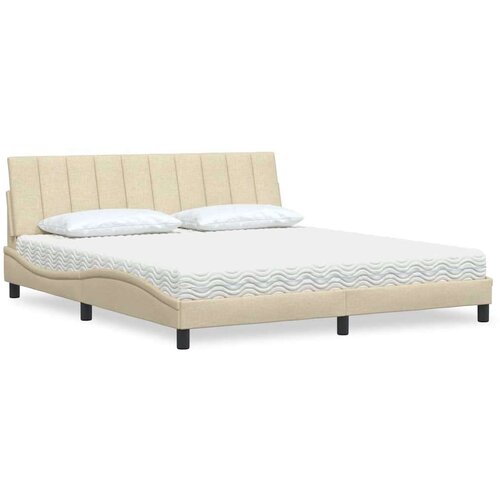  Krevet s madracem krem 180x200 cm od tkanine - Krema 180 x 200 cm Cijene