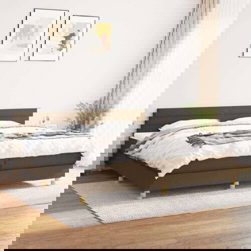  Krevet s oprugama i madracem tamnosmeđi 200x200 cm od tkanine Cijene