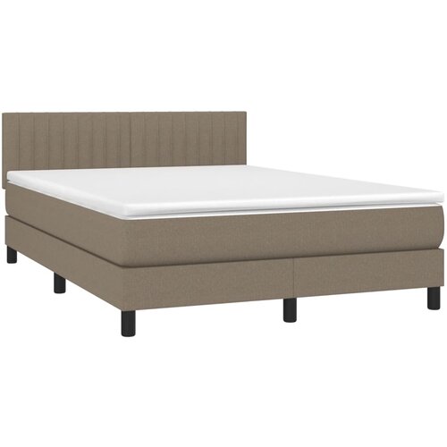  Krevet s oprugama i madracem smeđesivi 140 x 190 cm od tkanine Slike