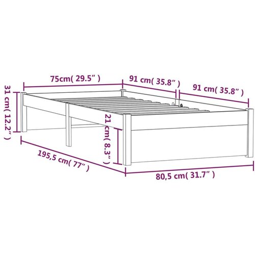  Za krevet od masivnog drva 75 x 190 cm 2FT6 jednokrevetni Slike