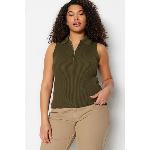 Trendyol Curve Plus Size Blouse - Green - Fitted