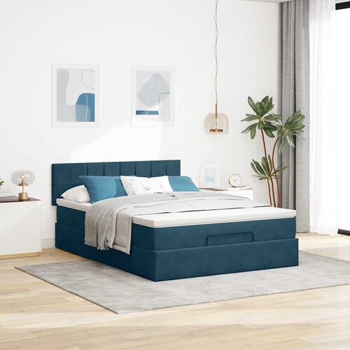  Ottoman krevet s madracem tamnoplavi 140x200 cm bar&amp;scaron;un Slike