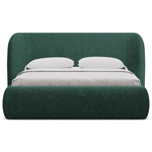 Makamii Temno zelena oblazinjena zakonska postelja s prostorom za shranjevanje z letvenim dnom 180x200 cm Hauke &amp;ndash; Slike