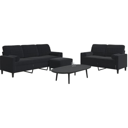 vidaXL 3-dijelni set sofa s jastucima crni baršunasti Cijene