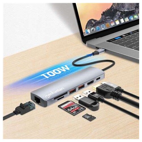 Manhattan USB-C PD 7-in-1 4K Multiport Hub Cene