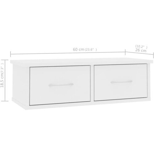  Zidna polica s ladicama bijela 60x26x18,5 cm konstruirano drvo Slike