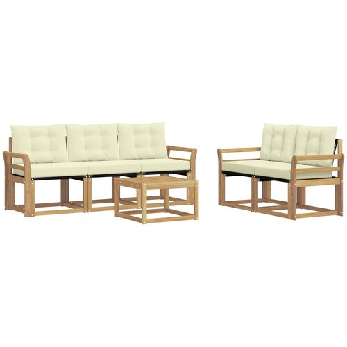  Set vanjskih sofa 6 kom. Bijela i krem Smeđa 59 x 59 x 37 cm Slike