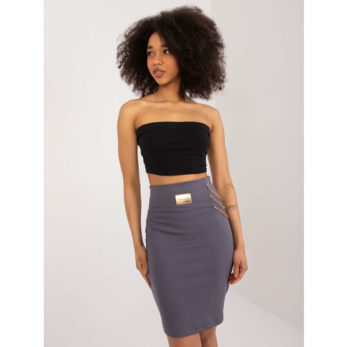 Fashion Hunters Graphite knitted skirt with chains Cene