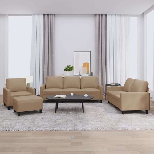  4-dijelni set sofa s jastucima boja cappuccina od umjetne kože Cijene