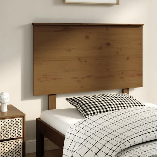 VidaXL Posteljno vzglavje medeno rjavo 94x6x82,5 cm trdna borovina Slike