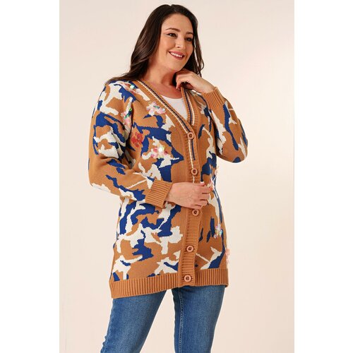 By Saygı Oversize Camouflage Sequin Long Knitwear Cardigan Cene
