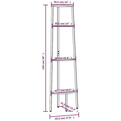  Kutna polica s 4 razine tamnosmeđa i crna 45,5x31,5x150 cm Slike