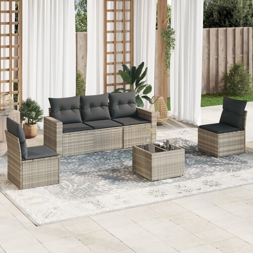 vidaXL 6-dijelni set vrtnih sofa od poliratana s jastucima svjetlosivi Cijene