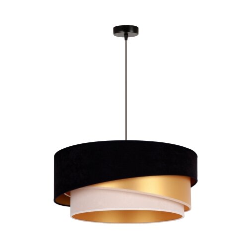  Duolla - Visilica na sajli KOBO 1xE27/15W/230V prečnik 45 cm crna/zlatna/krem Slike