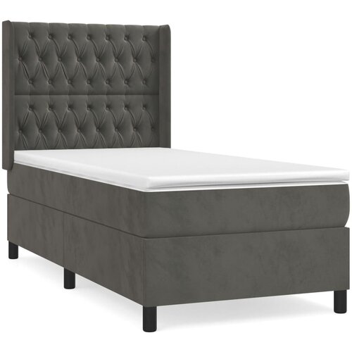 VidaXL Box spring postelja z vzmetnico temno siv 90x190 cm žamet, (20790757) Slike