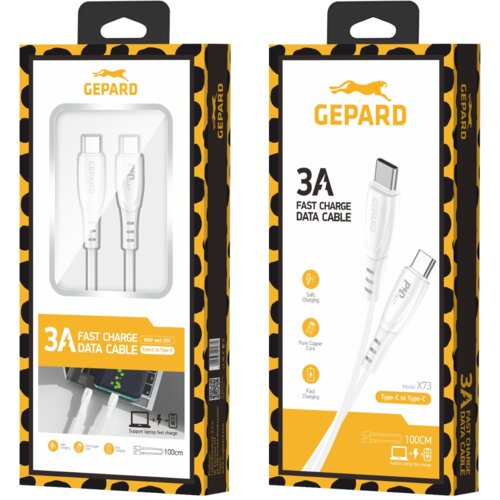 Gepard X73 podatkovni kabel (quick charge) 3,0A 60W type-c na type-c 1m bel Slike