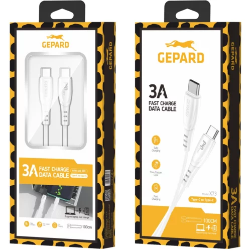 Gepard X73 podatkovni kabel (Quick Charge) 3,0A 60W Type-C na Type-C 1m bel