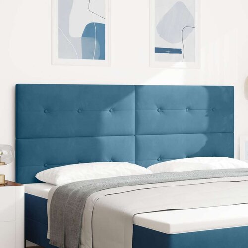 Vzglavje Gumb Tufted Temno Modro 200 cm Žamet, (22052667) Slike