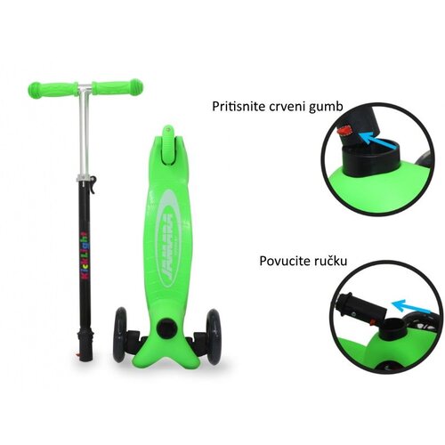 JAMARA romobil za djecu, 3 kotača, svjetla na kotačima, zeleni Slike