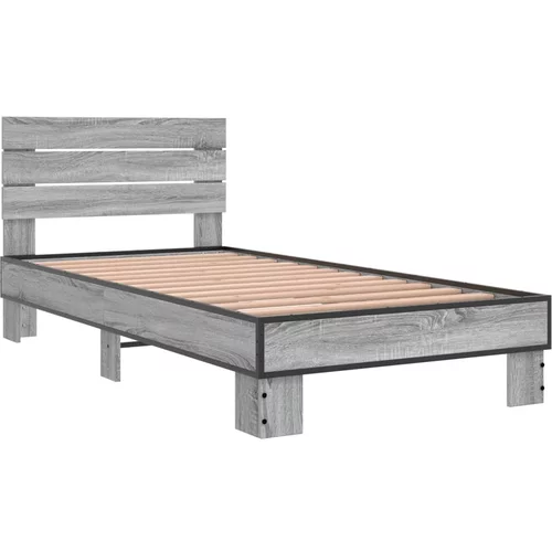 vidaXL Okvir kreveta boja hrasta 90 x 190 cm konstruirano drvo i metal