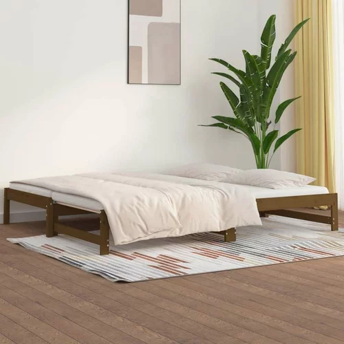  Izvlečna dnevna postelja medeno rjava 2x(90x200) cm borovina, (20723709)