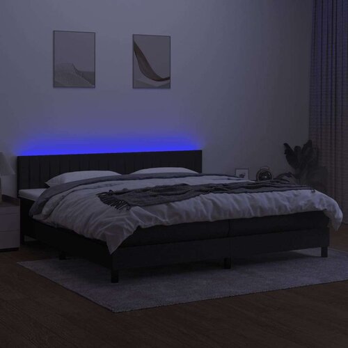  Box spring s madracem LED crni 200x200 cm od tkanine Slike
