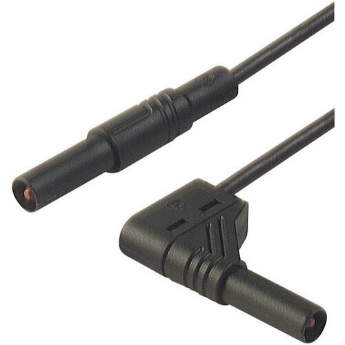 SKS Hirschmann 4 mm safety test lead\, plugs straight/angled\, 1 mm²\, 25 cm, (20423367) Cene
