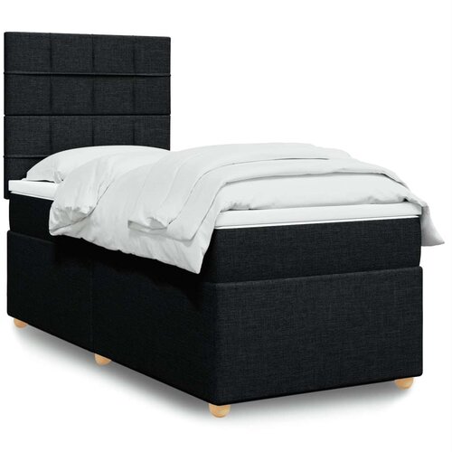  Krevet s oprugama i madracem crni 90x200 cm od tkanine Slike