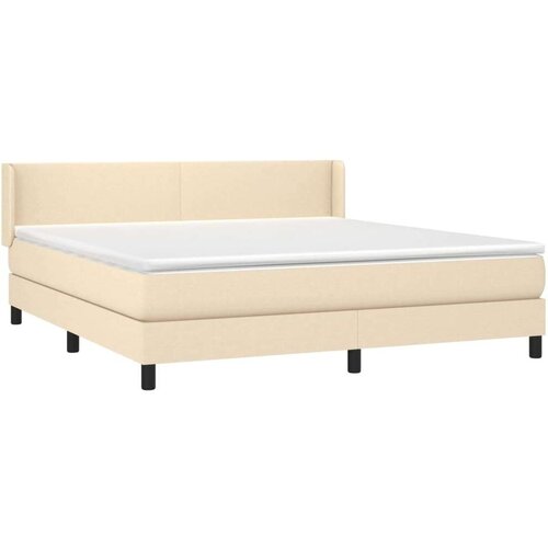  Krevet s oprugama i madracem krem 180x200 cm od tkanine Slike