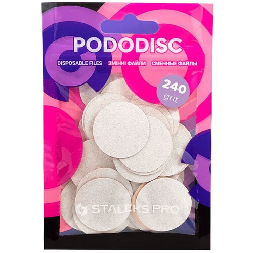 Brusni papir za pedikuru Staleks Podo Disk L &amp;ndash; 25 mm White 240 grit &amp;ndash; 50 kom Slike