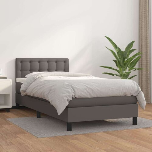  Box spring postelja z vzmetnico siva 80x200 cm umetno usnje Slike