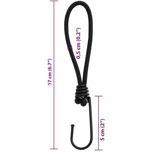 VidaXL Uže za bungee s kukama 50 kom 17 cm Slike