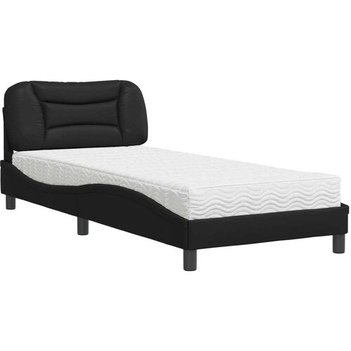  Krevet s madracem crni 90 x 200 cm od umjetne kože Slike