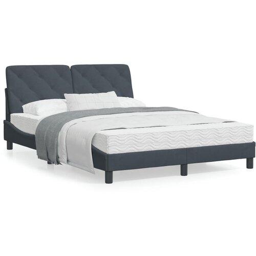 VidaXL Posteljni z vzmetnico temno siv 140x190 cm žamet Slike