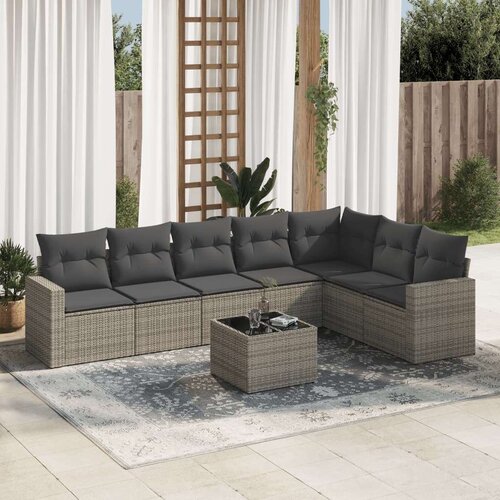  8-dijelni set vrtnih sofa od poliratana s jastucima sivi Slike