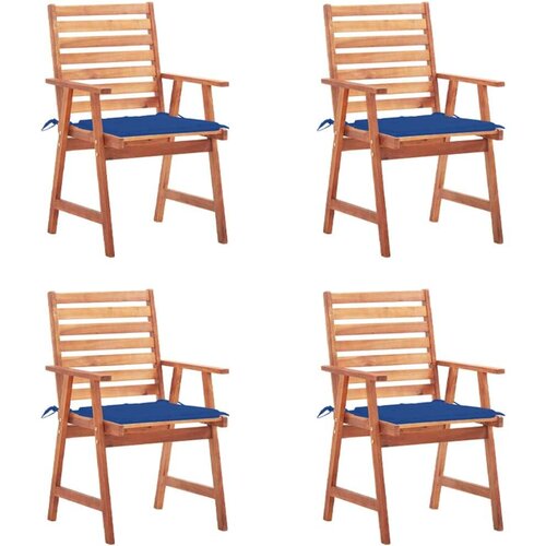  Zunanji jedilni stoli 4 kosi z blazinami trden akacijev les, (20661551) Slike