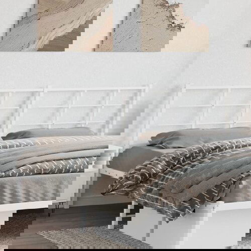 VidaXL Metalno uzglavlje bijelo 200 cm Slike