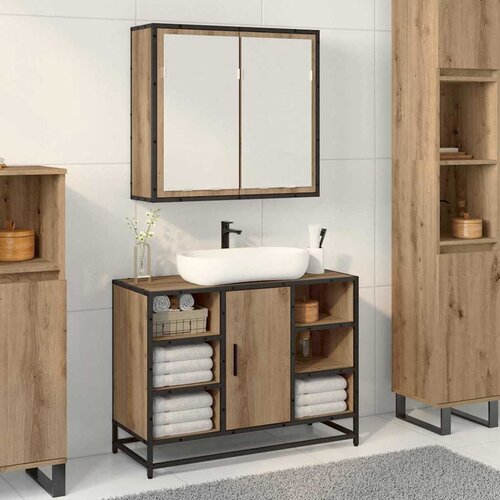 vidaXL Kopalniška ogledalna omara artisan hrast 65 x 20 x 60 cm Cene