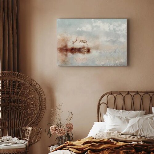  Slika - Cranes in the Morning (1 Part) Wide 60x40 Na talijanskom platnu Slike