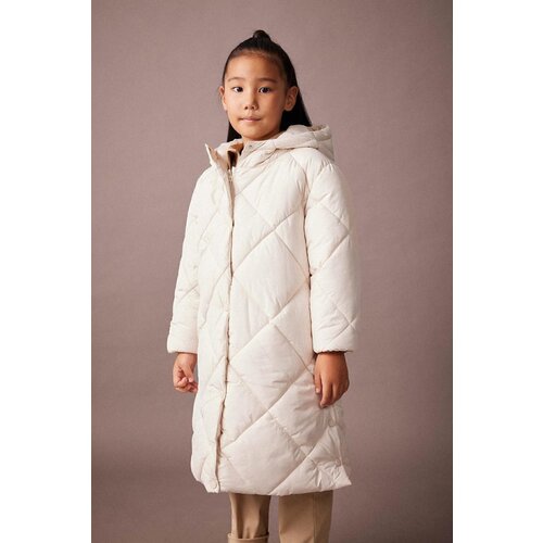 Defacto Girl&amp;amp;#39;s Water Repellent Hooded Quilted Long Coat Slike