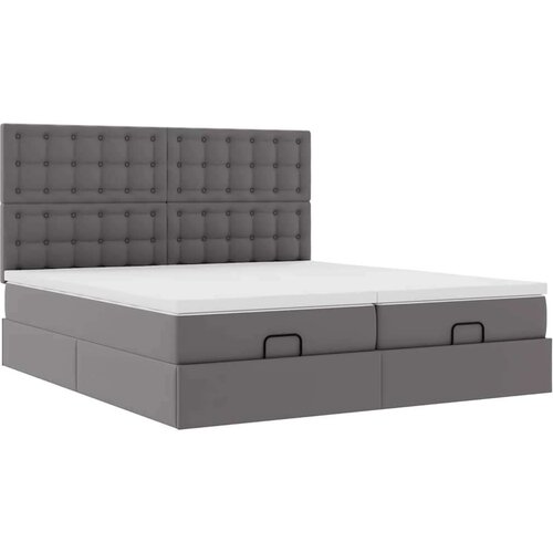 VidaXL otomanski okvir kreveta s madracima sivi 200x200cm umjetna koža Slike