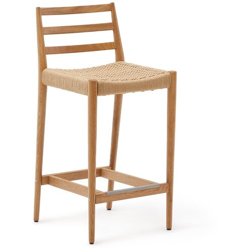 Kave Home Barska stolica od punog hrasta u prirodnoj boji (visine sjedala 70 cm) Analy – Cijene
