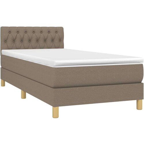 VidaXL Krevet box spring s madracem LED smeđesivi 90x190 cm tkanina Slike