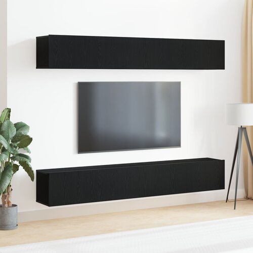 VidaXL Set TV ormarića od 4 dijela za zidnu ugradnju crni hrast MDF Slike