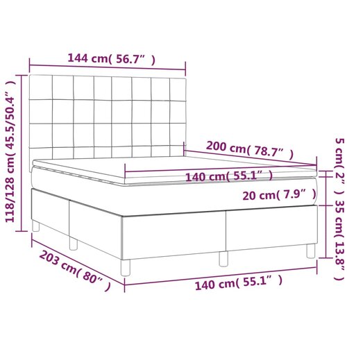  Krevet box spring s madracem LED crni 140x200 cm bar&amp;scaron;un Slike